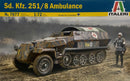 ITALERI 7077 SD KFZ 251/8 AMBULANCE 1/72 SCALE PLASTIC MODEL KIT HALF TRACK