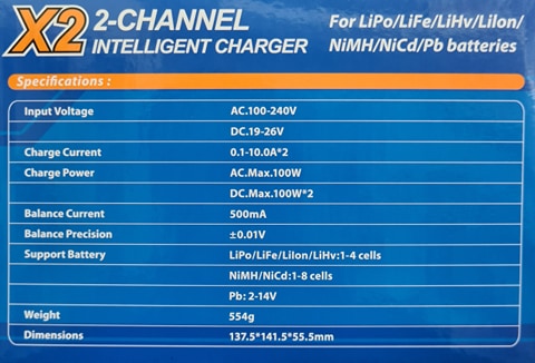 INFINITY POWER IP-X2MINI X2 MINI 2-CHANNEL INTELLIGENT CHARGER DC200W/AC100W 10AMPS