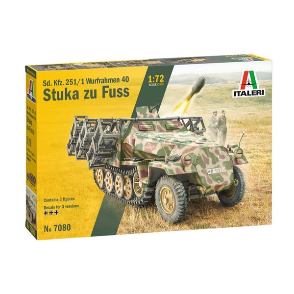 ITALERI 7080 SD KFZ 251/1 WURFRAHMEN 40 STUKA ZU FUSS VEHICLE 1/72 SCALE PLASTIC MODEL KIT