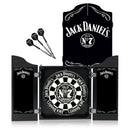 JACK DANIELS LD1050 DARTBOARD, DARTS & WOODEN CABINET