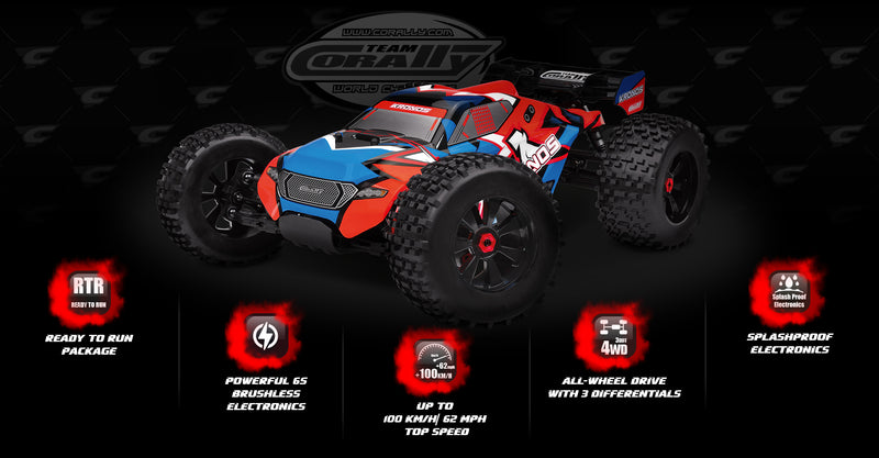 TEAM CORALLY C-00172 2021 VERSION KRONOS XP 6S 1:8 MONSTER TRUCK LWB RTR BRUSHLESS POWER 6S NO BATTERY OR CHARGER INCLUDED REMOTE CONTROL CAR