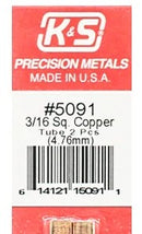 K&S 5091 3/16 SQUARE COPPER TUBE ( 4.76MM ) 2 PIECE