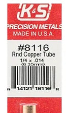 K&S 8116 ROUND COPPER TUBE 1/4 X .014 ( 6.35MM ) 1 PIECE