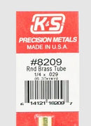 K&S 8209 BRASS TUBE ROUND 1/4 X .029 ( 6.35MM )