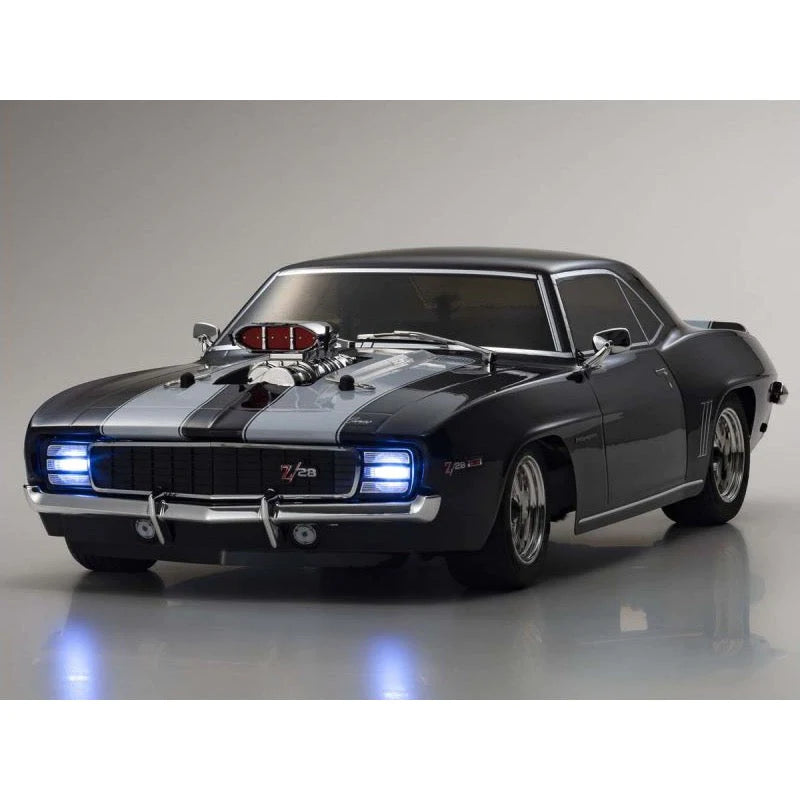 KYOSHO 34493T1 1/10 EP 4WD FAZER MK2 1969 CHEVY CAMARO Z/28 RS SUPERCHARGED VE TUXEDO BLACK READY TO RUN 2.4GHZ BRUSHLESS 1/10 SCALE RC ELECTRIC CAR REQUIRES 7.2V NIMH OR 7.4V LIPO CHASSIS BATTERY