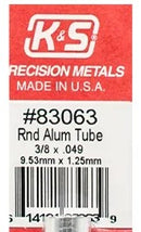 K&S 83063 ROUND ALUMINIUM TUBE 3/8 X .049 ( 9.53MM X 1.25MM )