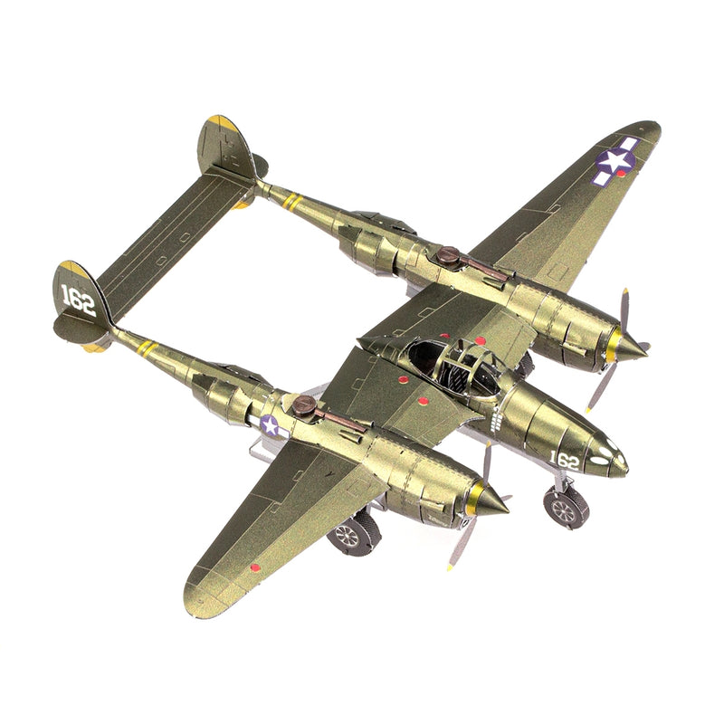 METAL EARTH PREMIUM SERIES ICONX ICX143 1/79 LOCKHEED MARTIN P-38 LIGHTNING FIGHTER AIRCRAFT 3D METAL MODEL KIT 73PC