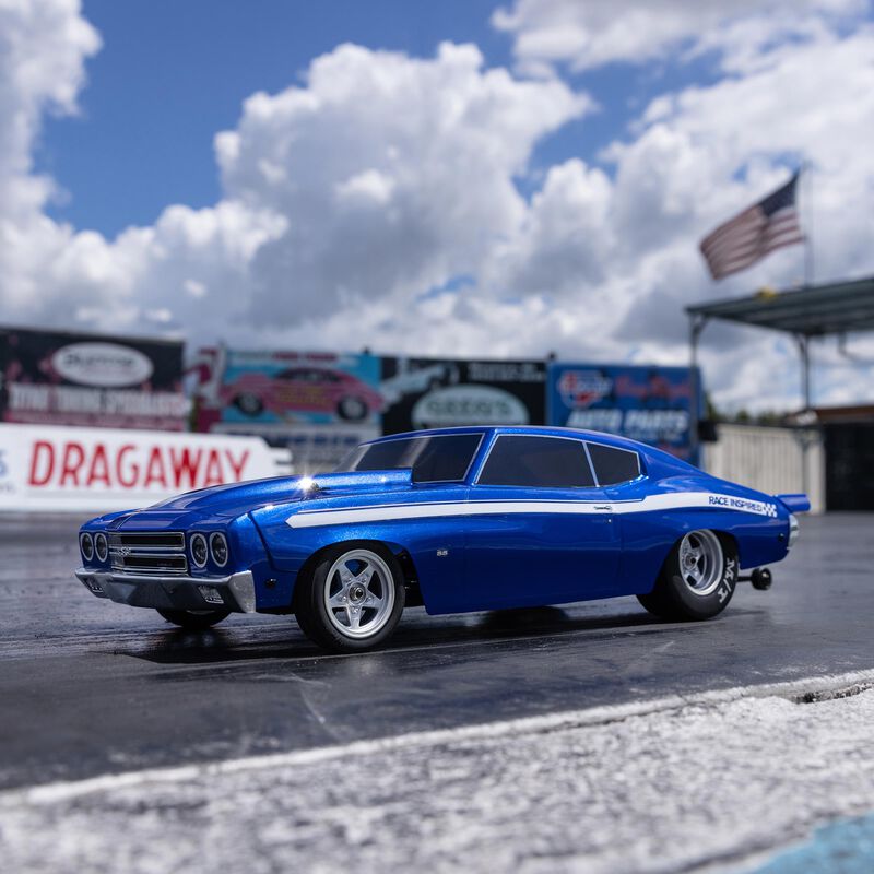 LOSI 01023T1 1970 CHEVELLE MINI NO PREP DRAG CAR READY TO RUN REMOTE CONTROL CAR BLUE