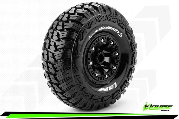 LOUISE L-T3235VB CR GRIFFIN 1/10 SCALE 2.2 INCH CRAWLER TIRES SUPER SOFT COMPOUND / BLACK RIM/ MOUNTED TYRES