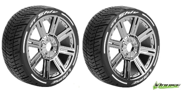 LOUISE TIRES L-T3284VBC GT SHIV 1/8 SCALE ON ROAD GT SUPER SOFT MFT WITH BLACK CHROME RIM MOUNTED TYRES