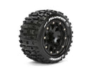 LOUISE L-T3202B MT PIONEER 2.8INCH BLACK TYRE 0INCH OFFSET HEX 12MM TO FIT REAR 2WD RUSTLER / STAMPEDE / MONSTER JAM