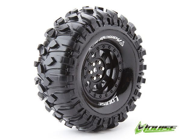 LOUISE L-T3233VB CR ROWDY 1:10 1.9 INCH CRAWLER TIRES MOUNTED SUPER SOFT BLACK RIM HEX 12MM