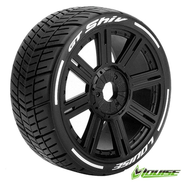 LOUISE LT3284S GT SHIV 1:8 ON ROAD GT WHEEL AND TYRE BLACK SOFT TREAD HEX 17MM