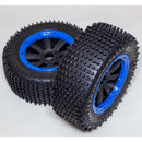 MADMAX COMPLETE ASSEMBLED PIN TIRE/WHEEL SET FOR HPI BAJA 5T/5SC LOSI 5IVE/DBXL KRAKEN VEKTA5 - BLUE BEADLOCKS