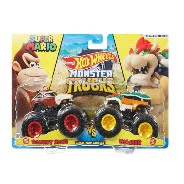 HOT WHEELS MONSTER TRUCKS DEMOLITION DOUBLES DONKEY KONG VS BOWSER