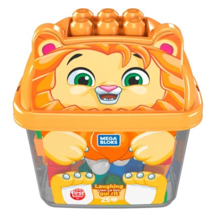 MEGA BLOKS LAUGHING LION ANIMAL BUCKET 25PC