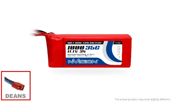 NVISION LIPO 1000MAH 11.1V 35C 3S SOFT CASE WITH DEANS PLUG INSTORE PICK-UP ONLY