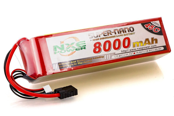 NXE POWER 8000SC454STRX 8000MAH HIGH DISCHARGE LIPO 45C 4S 14.8V SOFT CASE TRAXXAS PLUG X MAXX COMPATABLE