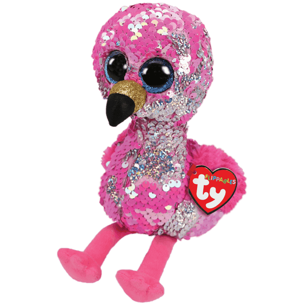 TY BEANIE BOOS FLIPPABLES PINKY PINK FLAMINGO REGULAR