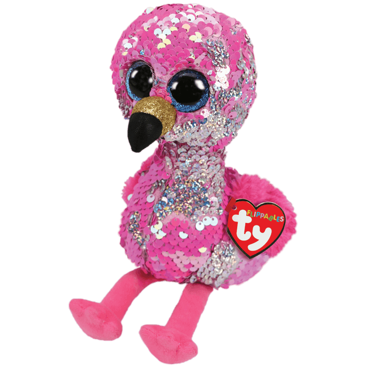 TY BEANIE BOOS FLIPPABLES PINKY PINK FLAMINGO REGULAR