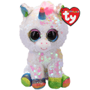 TY BEANIE BOOS FLIPPABLES PIXY WHITE AND RAINBOW UNICORN MEDIUM