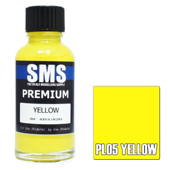 SMS PL05 YELLOW PREMIUM ACRYLIC LACQUER GLOSS PAINT 30ML