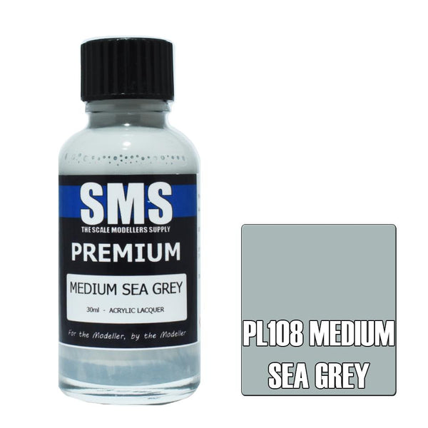 SMS PL108 MEDIUM SEA GREY BS381 C637 PREMIUM ACRYLIC LACQUER PAINT 30ML