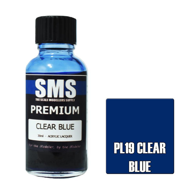 SMS PL19 CLEAR BLUE PREMIUM ACRYLIC LACQUER GLOSS PAINT 30ML