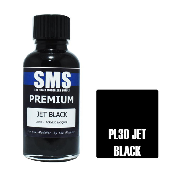 SMS PL30 JET BLACK HIGH GLOSS PREMIUM ACRYLIC LACQUER PAINT 30ML