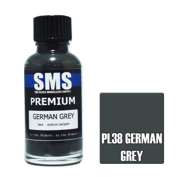 SMS PL38 GERMAN GREY RAL7021 PREMIUM ACRYLIC LACQUER FLAT PAINT 30ML