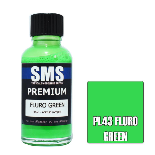 SMS PL43 FLURO GREEN PREMIUM ACRYLIC LACQUER PAINT 30ML