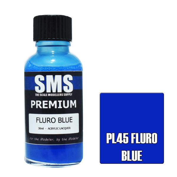 SMS PL45 FLURO BLUE PREMIUM ACRYLIC LACQUER PAINT 30ML