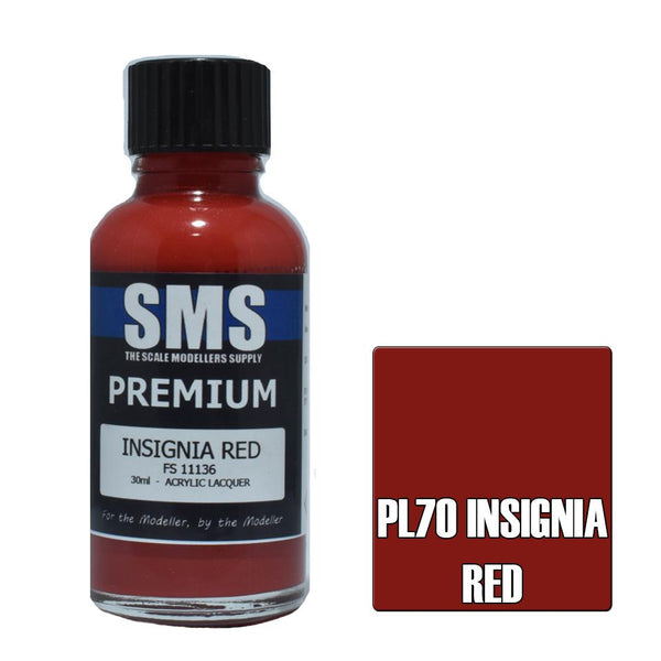 SMS PL70 INSIGNIA RED FS11136 PREMIUM ACRYLIC LACQUER PAINT 30ML