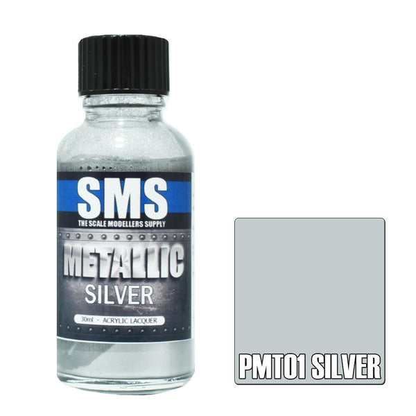 SMS PMT01 SILVER METALLIC ACRYLIC LACQUER PAINT 30ML
