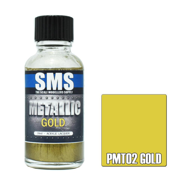 SMS PMT02 GOLD METALLIC ACRYLIC LACQUER PAINT 30ML