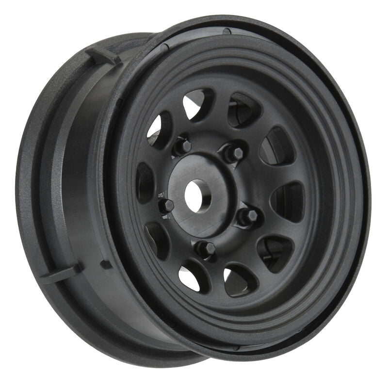 PRO-LINE 2797-03 KEYSTONE 1.55INCH BLACK PLASTIC INTERNAL BEAD-LOC 12MM WHEELS FOR ROCK CRAWLERS SUITS FRONT OR REAR