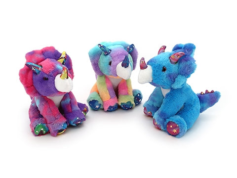 CUDDLE PALS TRICERATOPS 20CM PINK/PURPLE PLUSH