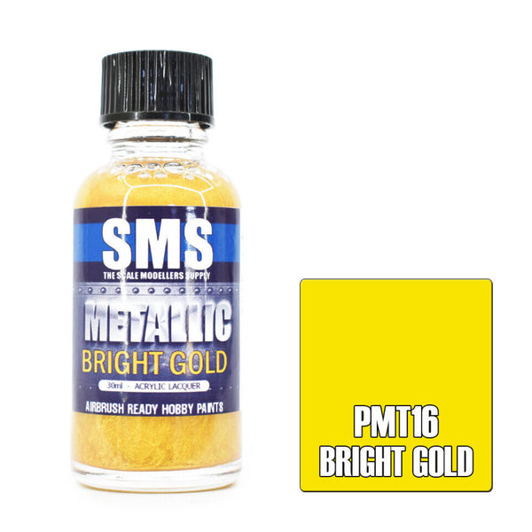 SMS PMT16 METALLIC BRIGHT GOLD ACRYLIC LAQUER PAINT 30ML