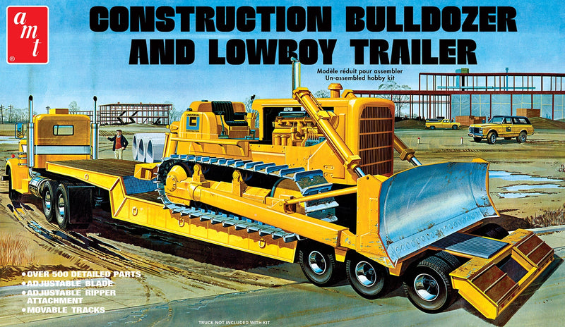 AMT 1218/06 LOWBOY TRAILER AND BULLDOZER COMBO 1/25 SCALE PLASTIC MODEL KIT