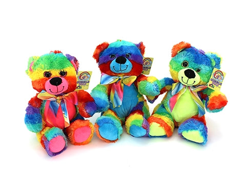 CUDDLE PALS TEDDY BEAR 22CM BLUE RAINBOW PLUSH