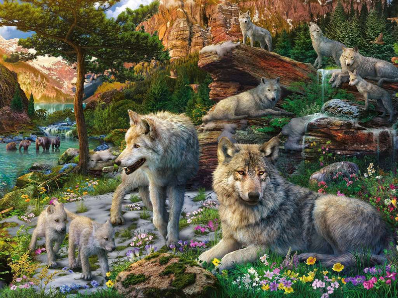 RAVENBURGER 165988 WOLVES IN SPRING 1500PC JIGSAW PUZZLE
