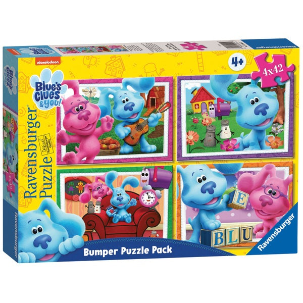 RAVENSBURGER 055692 BLUES CLUES & YOU BUMPER PUZZLE PACK - BLUE SKIDOO WE CAN TOO! 4 x 42PC JIGSAW PUZZLE