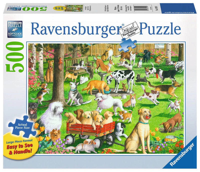 RAVENSBURGER 148707 AT THE DOG PARK 500PC EXTRA LARGE FORMAT JIGSAW PUZZLE