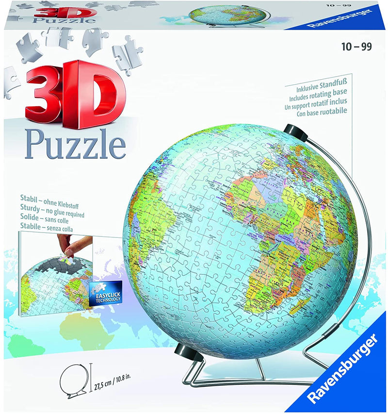 RAVENSBURGER 124367 WORLD GLOBE 550PC 3D JIGSAW PUZZLE