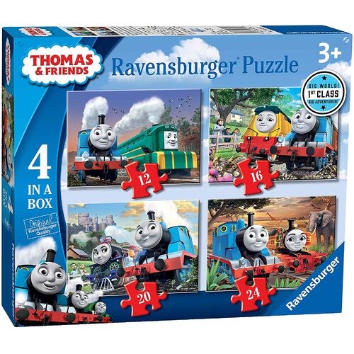 RAVENSBURGER 069712 THOMAS AND FRIENDS - BIG WORLD BIG ADVENTURES 4 IN A BOX 12 - 16 - 20 - 24PC JIGSAW PUZZLES