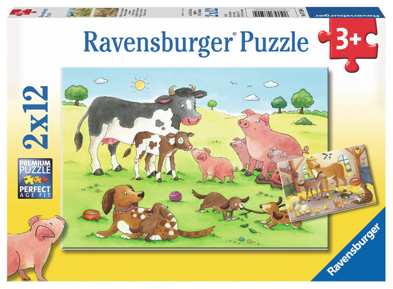 RAVENSBURGER 075904 HAPPY ANIMAL FAMILIES 2x12PC JIGSAW PUZZLE