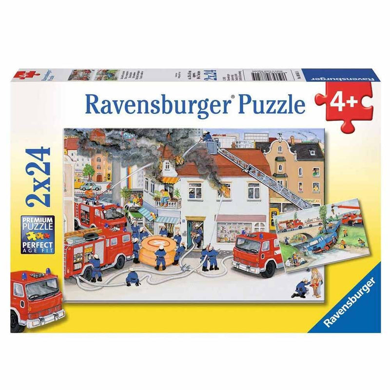 RAVENSBURGER 088515 WITH THE FIRE BRIGADE 2x24PC JIGSAW PUZZLE