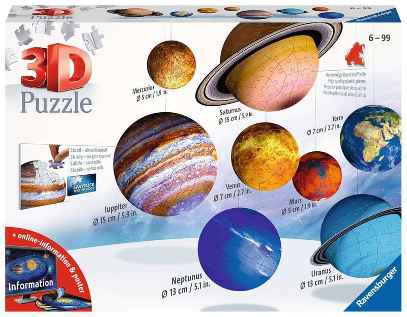 RAVENSBURGER 116683 SOLAR SYSTEM 8 PLANETS 540PC 3D JIGSAW PUZZLE