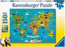 RAVENSBURGER 132874 ANIMAL WORLD MAP 150PC XXL JIGSAW PUZZLE