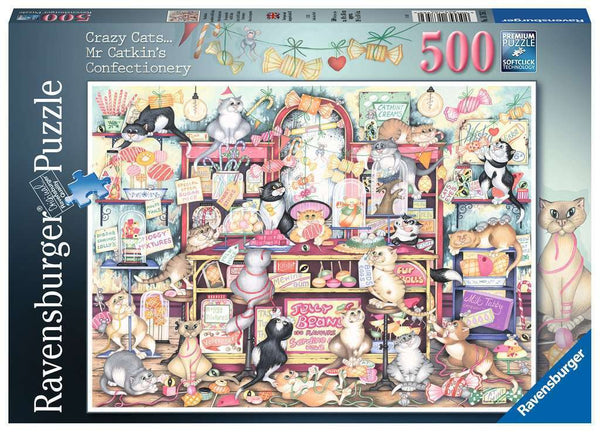 RAVENSBURGER 167562 CRAZY CATS... MR CATKINS CONFECTIONARY 500PC JIGSAW PUZZLE